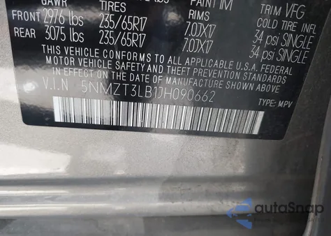 2018 Hyundai Santa Fe Sport 2.4L from USA, damaged, VIN 5NMZT3LB1JH090662